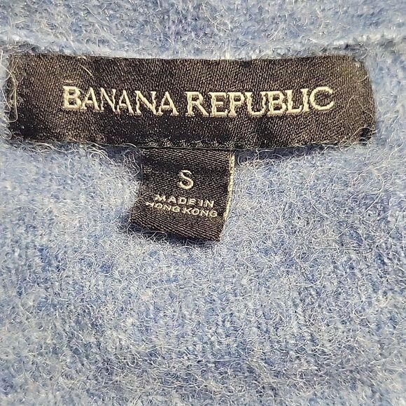 Banana Republic Alpaca Wool Blend Cropped Cardigan Womens Small Blue Soft Fuzzy - Picture 10 of 11